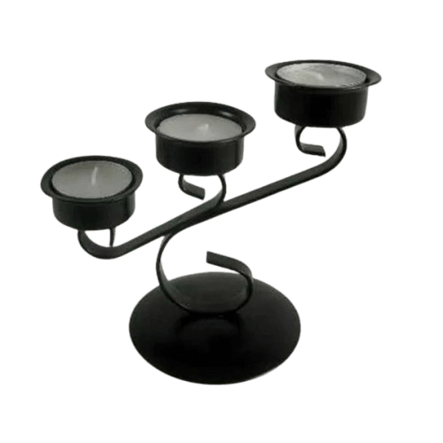 IRON BLACK 3 STICKS CANDLEBRA HOLDER